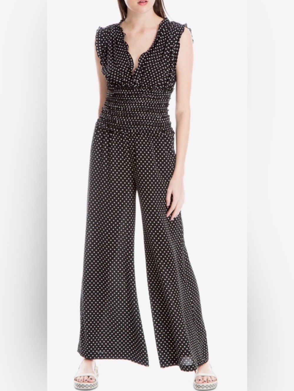 Max Studio  Sleeveless Polka Dot Wide-Leg Jumpsuit
